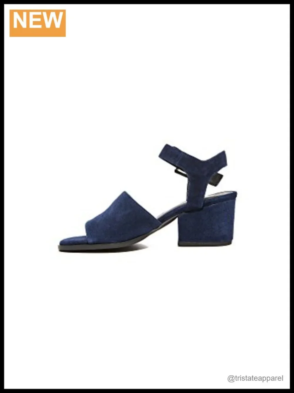 Suede Heeled Sandals with Buckle Ankle Strap & Block Mid Heel